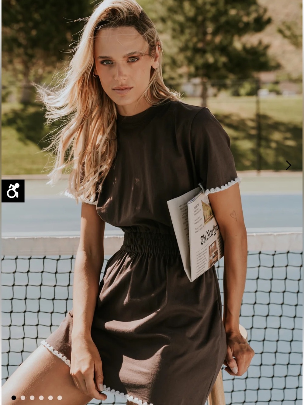 bohme Brown Mini Dress with White Trim